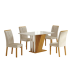 Conjunto Sala de Jantar Mesa Retangular Tampo MDF/MDP com 4 Cadeiras Miami Yescasa