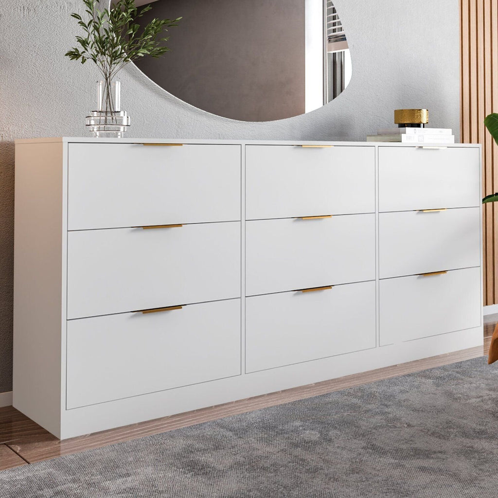 Cômoda para Quarto 9 Gavetas 200x90cm Sun Yescasa Branco