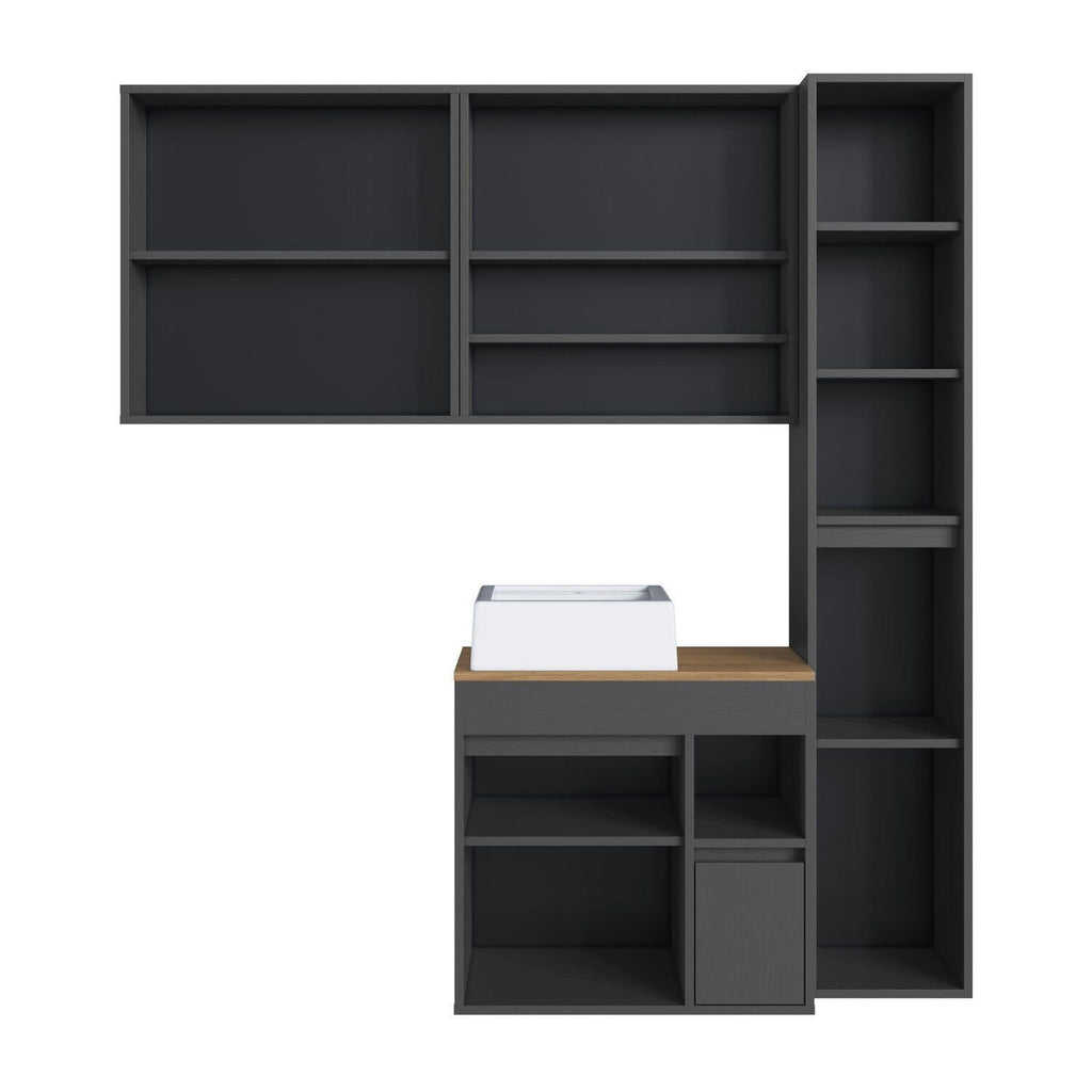 Conjunto para Banheiro Modulado 4 Peças Gabinete Suspenso com Cuba Bangladesh Art in Móveis 148cm Arenas