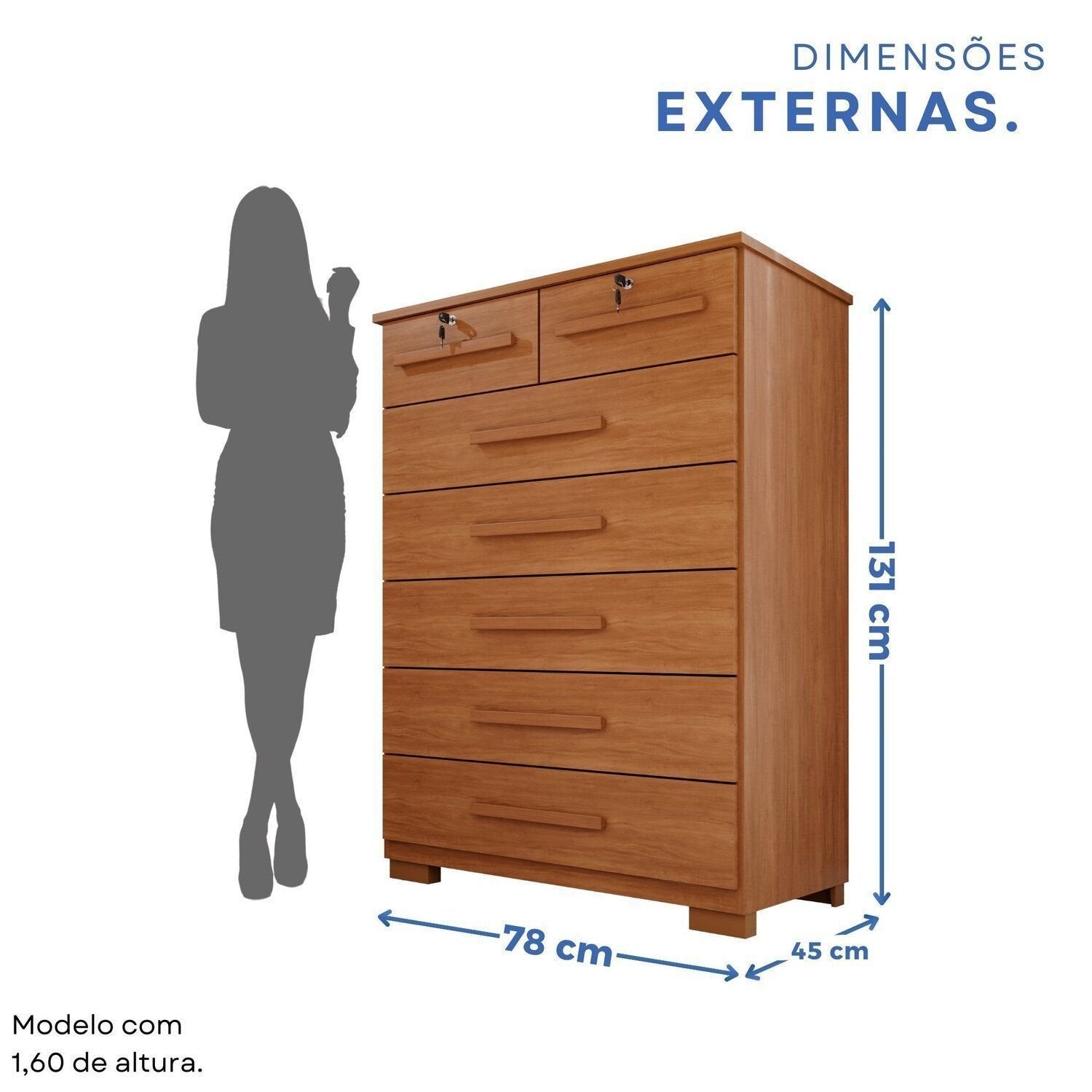 Cômoda para Quarto 7 Gavetas Topázio Espresso Móveis Marrom/Cinamomo
