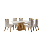 Conjunto Sala de Jantar Mesa Retangular Tampo Vidro/MDP com 6 Cadeiras Atena Estofadas Suede Espresso Móveis Castanho/Cinamomo/Bege Marrom/Pena/Off White