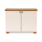 Conjunto Sala Ananda Rack e Armário Multiuso Madeira Maciça Off White/Mel CabeCasa MadeiraMadeira