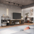 Conjunto Sala de Estar Completa Rack TV 60 Polegadas, Estante e Aparador Industrial Telado Marrom Espresso Móveis
