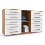 Cômoda para Quarto 10 Gavetas e 1 Porta Imperial Batrol Móveis Marrom/Freijó/Off White