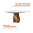 Conjunto Sala de Jantar Mesa Redonda com 6 Cadeiras Mônaco Nuance Yescasa Cinamomo/Creme/Off White
