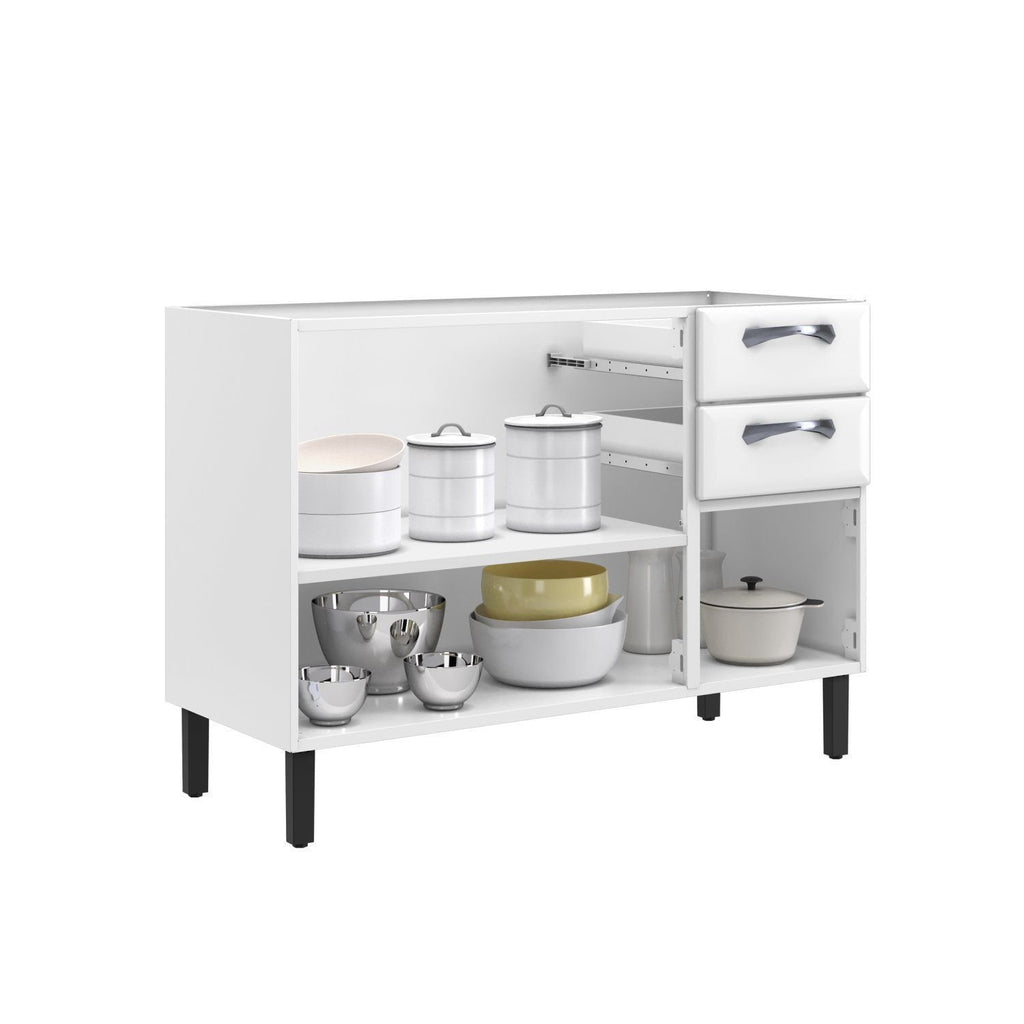 Balcão Cozinha em Aço 3 Portas 2 Gavetas 120cm sem Tampo New Premium Itatiaia Branco