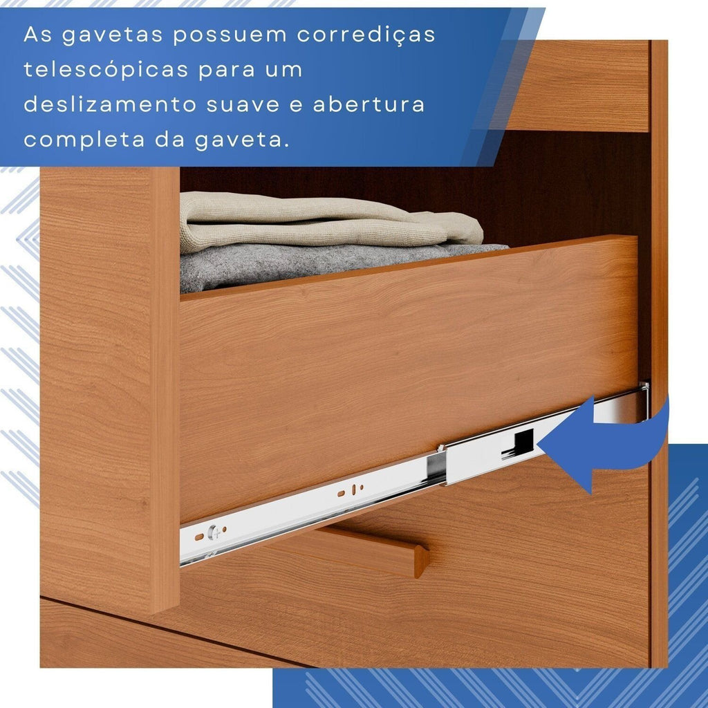 Cômoda para Quarto 1 Porta 4 Gavetas Pérola Espresso Móveis Marrom/Cinamomo
