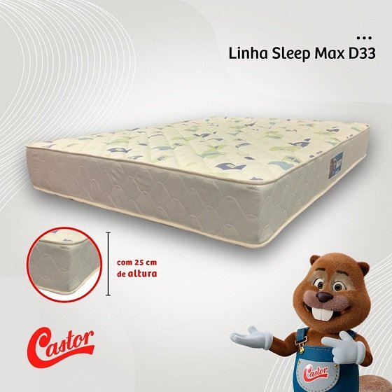 Colchão Casal Espuma D33 Castor Sleep Max Branco 138x188x25cm