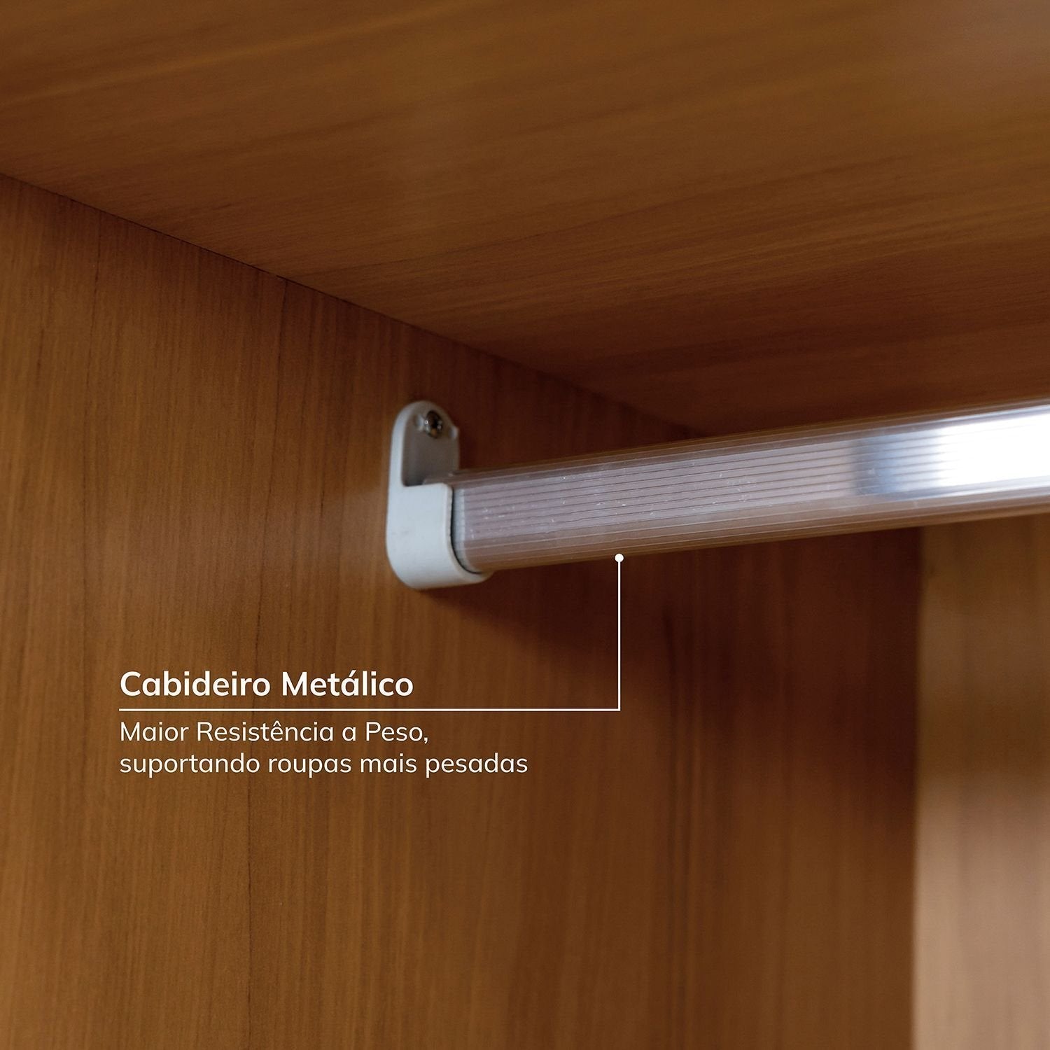 Guarda-Roupa Casal 3 Portas de Correr Samambaia CabeCasa MadeiraOriginals Carvalho