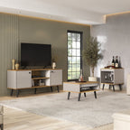 Conjunto Sala de Estar 3 Peças Rack para TV Centro e Mesa de Apoio Tóquio Ozini