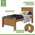 Kit Quarto Infantil 3 Peças com 2 Camas Solteiro e Mesa de Cabeceira Athenas Maggiore Amêndoa Clean
