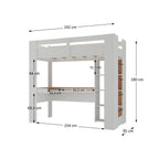 Cama Alta Multifuncional com Escrivaninha Penteadeira Yescasa Branco/Nogal