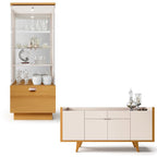 Conjunto Decorativo Cristaleira e Buffet Aparador Peggy/Albâni Off White/Cinamomo G26 Gran Belo