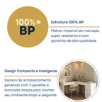 Escrivaninha em L com Mesa Escritório 5 Gavetas 152cm Branco Foscarini