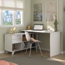 Escrivaninha Retrô em L Mesa Escritório e Home Office 2 Gavetas 5 Nichos 145cm Artany