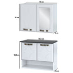 Kit Conjunto para Banheiro em Aço Rubi 4 Portas com Espelho Telasul Branco