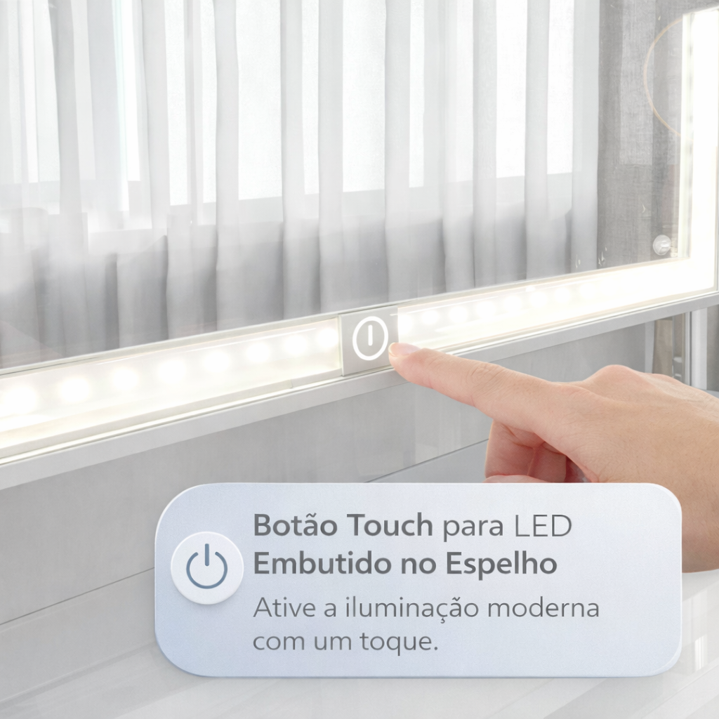 Penteadeira com Espelho Touch LED 7 Gavetas Iris Politorno Branco