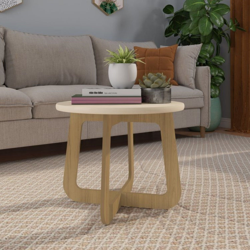 Conjunto Sala de Estar Lotus Rack e Mesa de Centro MDF Carvalho/Off White Espresso Móveis