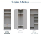 Guarda-Roupa Modulado de Canto 3 Peças 6 Portas Jade CabeCasa MadeiraOriginals