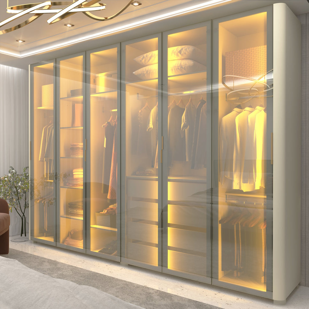 Guarda-Roupa Casal 6 Portas 4 Gavetas Innova Gelius Móveis 100% MDF Branco/Off White