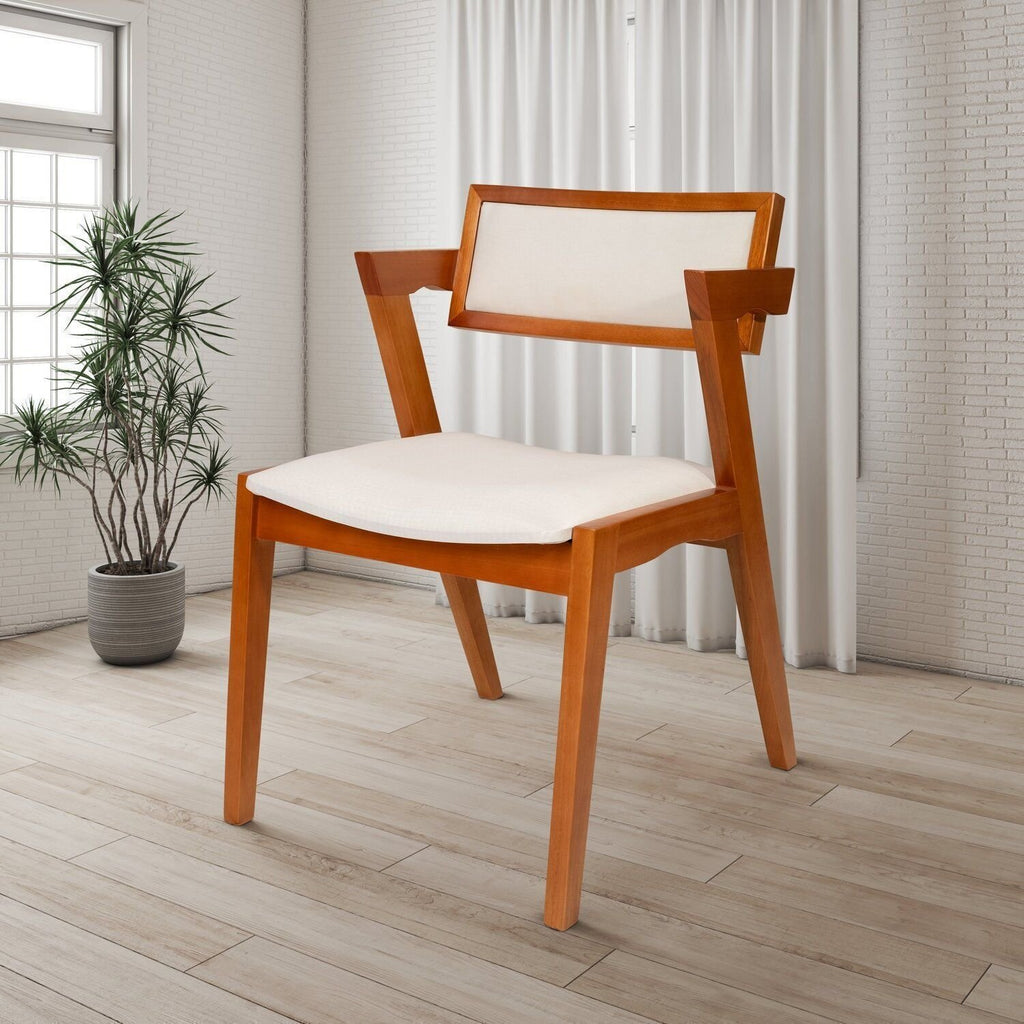 Conjunto Sala de Jantar Mesa Viena Tampo Vidro/MDF com 4 Cadeiras Ímola Authentic Espresso Móveis Champagnhe/Off White
