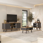Conjunto Sala de Estar 3 Peças Rack para TV Mesa de Centro e Apoio Tóquio Ozini