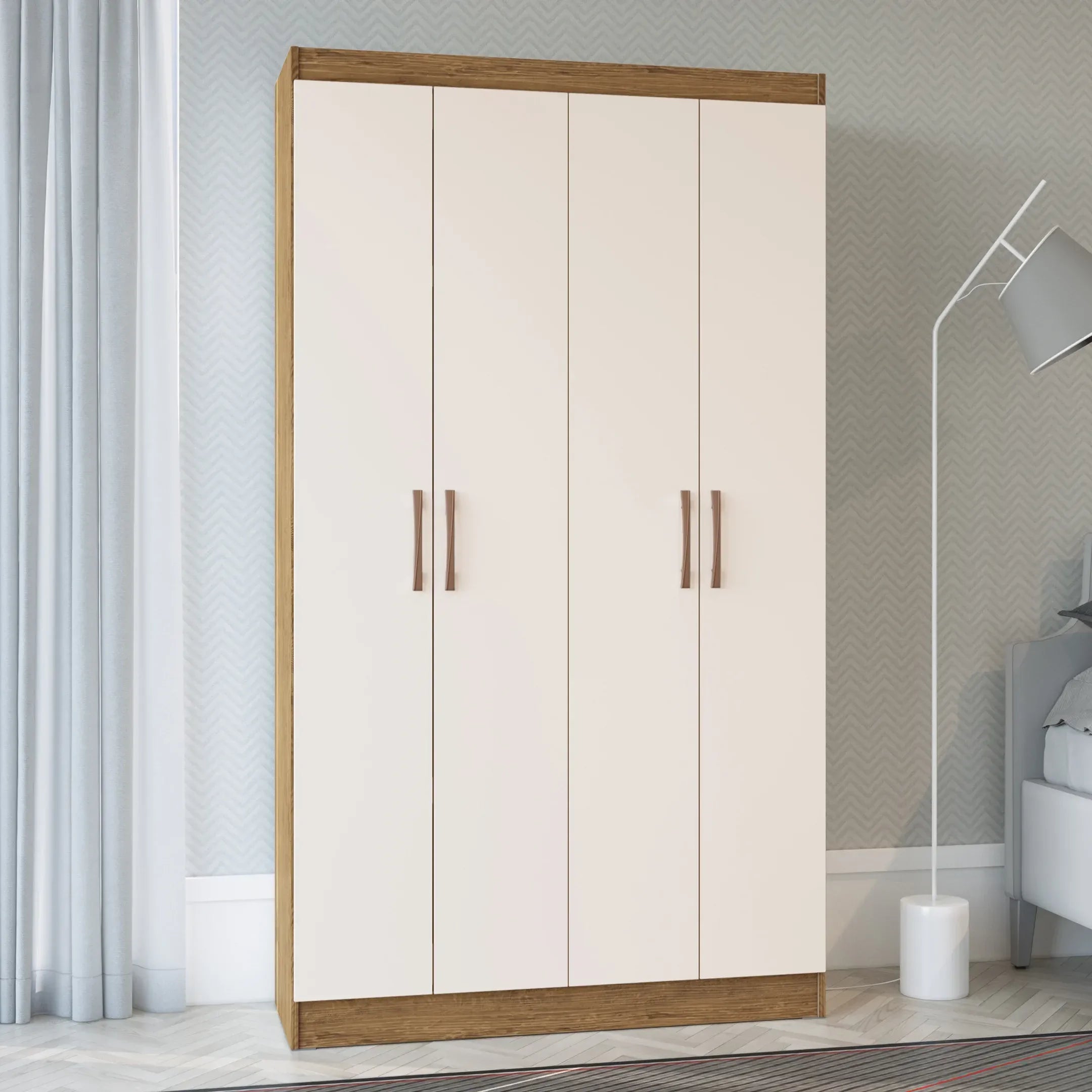 Armário Multiuso 4 Portas e 8 Prateleiras Dueto 5000 Espresso Móveis Off White/Nogueira