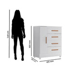 Quarto Bebê Infantil com Guarda-Roupa 4 Portas e 2 Gavetas com Cômoda 4 Gavetas e 1 Porta Aconchego Móveis Leão Branco