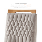 Conjunto Sala de Jantar Mesa Retangular Tampo Vidro/MDP com 6 Cadeiras Atena Estofadas Suede Espresso Móveis Castanho/Cinamomo/Bege Marrom/Pena/Off White
