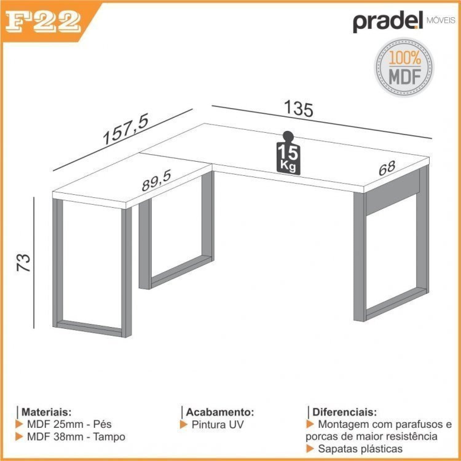 Conjunto Escritório Mesa Escrivaninha em L com Gaveteiro 100% MDF 3 Gavetas 157,5cm Industrial Freijó/Preto Espresso Móveis