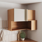 Armário Aéreo Canto Reto 1 Porta com Nicho 95cm Aroeira CabeCasa MadeiraOriginals Cinza/Sereno/Cedro