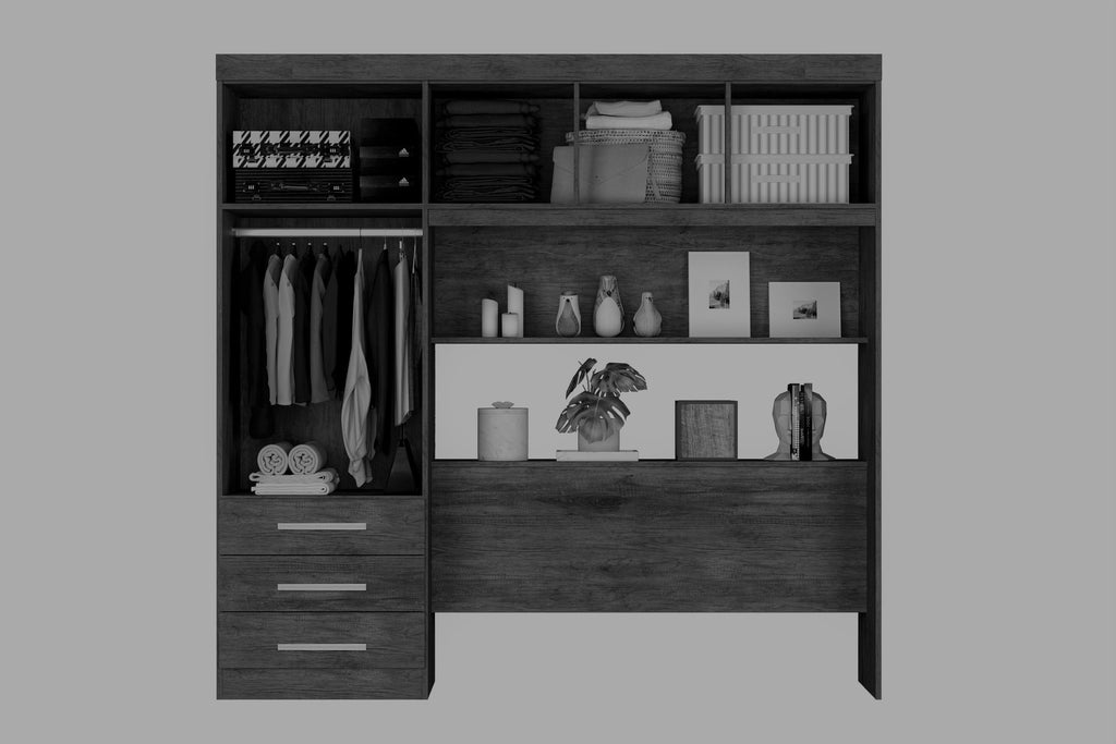 Guarda-Roupa Casal 5 Portas 3 Gavetas Cabeceira Baú Cancun Yescasa Branco