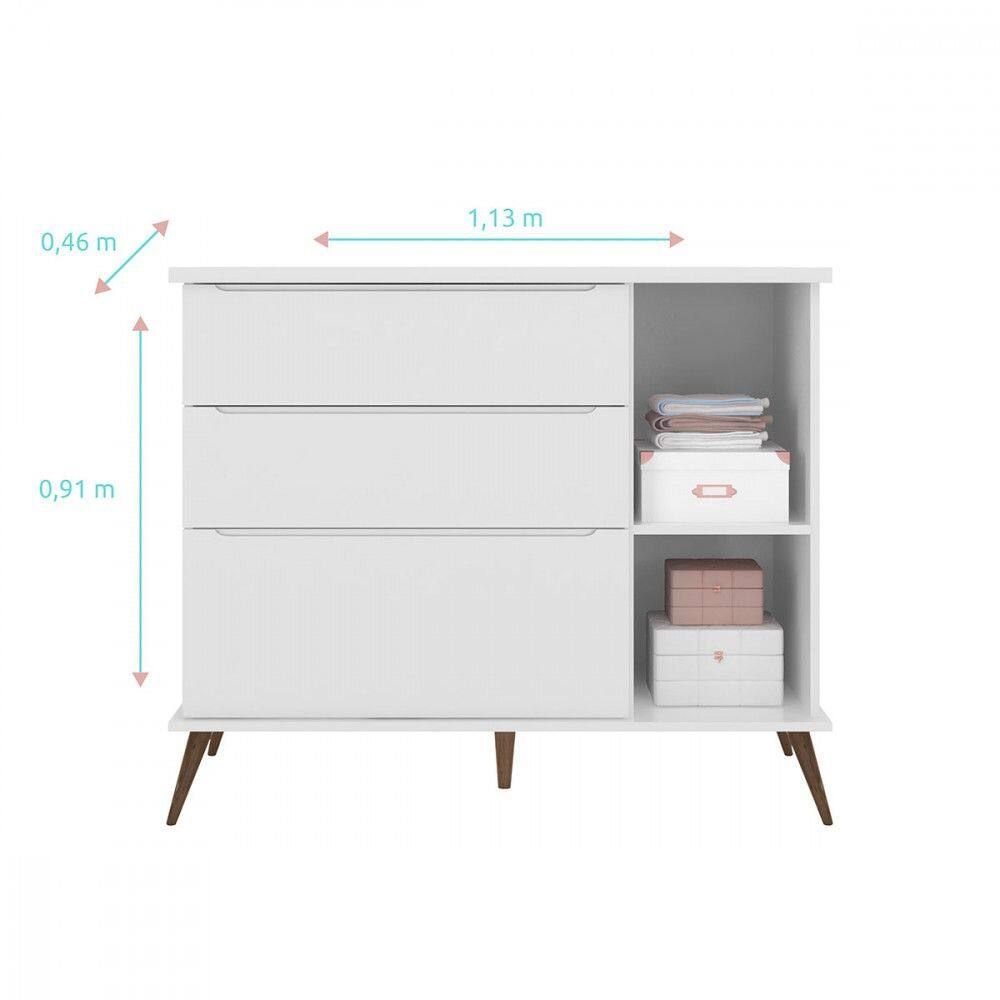 Quarto de Bebê com Roupeiro e Cômoda Melinda Phoenix Baby Branco