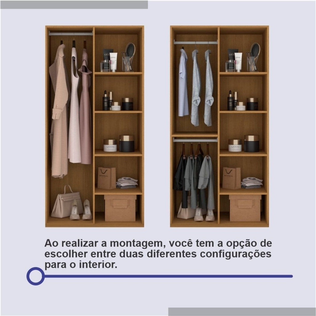 Guarda-Roupa Casal 2 Portas 6 Gavetas D Doro Coliseu 100% MDF Marrom/Cinamomo/Off White