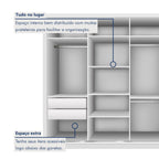 Guarda-Roupa Casal 4 Portas 4 Gavetas com Espelho Premium Zara Yescasa 100% MDF Branco
