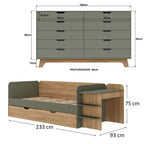 Quarto Infantil Completo com Cama de Solteiro 3 em 1 e Cômoda 10 Gavetas em MDF Premium Helena e Alice FD