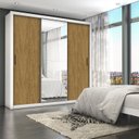 Guarda-Roupa Casal 4 Espelhos 3 Portas de Correr 4 Gavetas Max Plus Espresso Móveis Branco