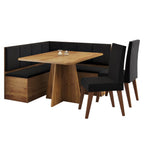 Conjunto Canto Alemão com Baú Mesa 120x77,5cm Tampo sem Vidro com 2 Cadeiras Milão Viero