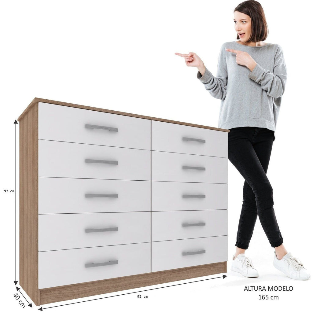 Cômoda para Quarto 10 Gavetas Premium Marbela Evidência Móveis 92cm Branco