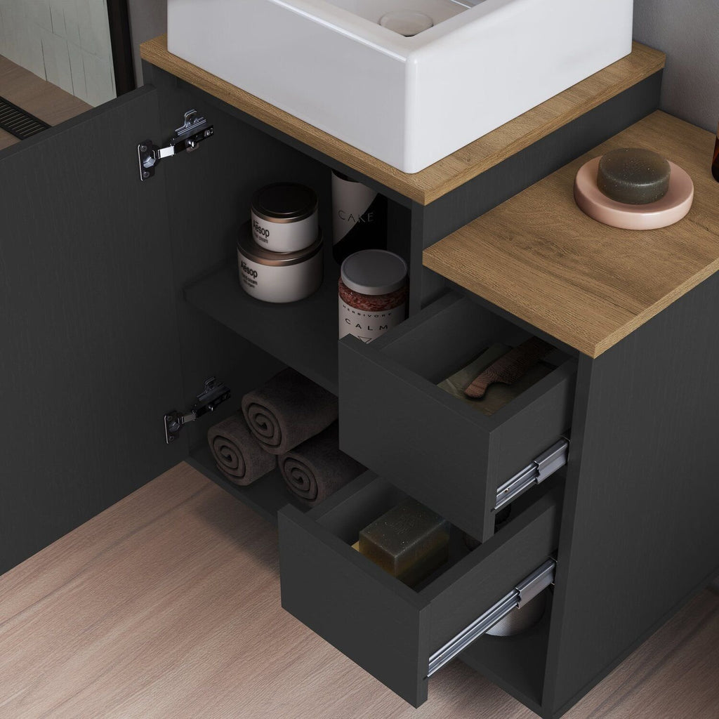 Conjunto para Banheiro Modulado 120cm 3 Peças Gabinete Suspenso com Cuba Bahamas Art in Móveis Grafite
