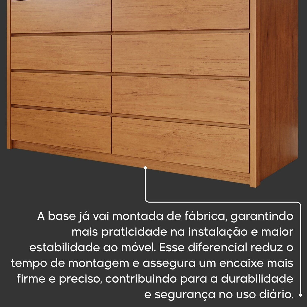 Cômoda 8 Gavetas 100% MDF Pacioli Móveis Bettio Marrom/Rubi