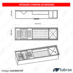 Canal Úmido Organizador Calha de Cozinha em Aço Inox 304 C/3 Módulos e Tampa Tubrax UAC0003-NT
