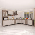 Armário de Cozinha Modulada Completa Fidelitá Paris 7 Peças 600cm 16 Portas 6 Gavetas com Tampo