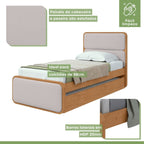 Bicama Solteiro Corino Loop Cama Auxiliar Móveis Lopas Marrom Amêndoa Clean