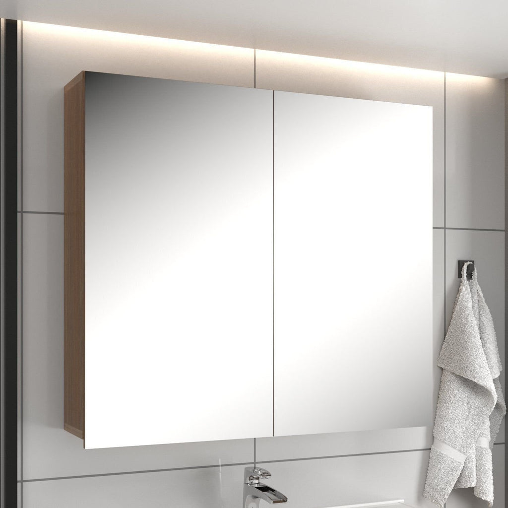 Espelheira para Banheiro Belizze Diamante 77cm 2 Portas Marrom Noce