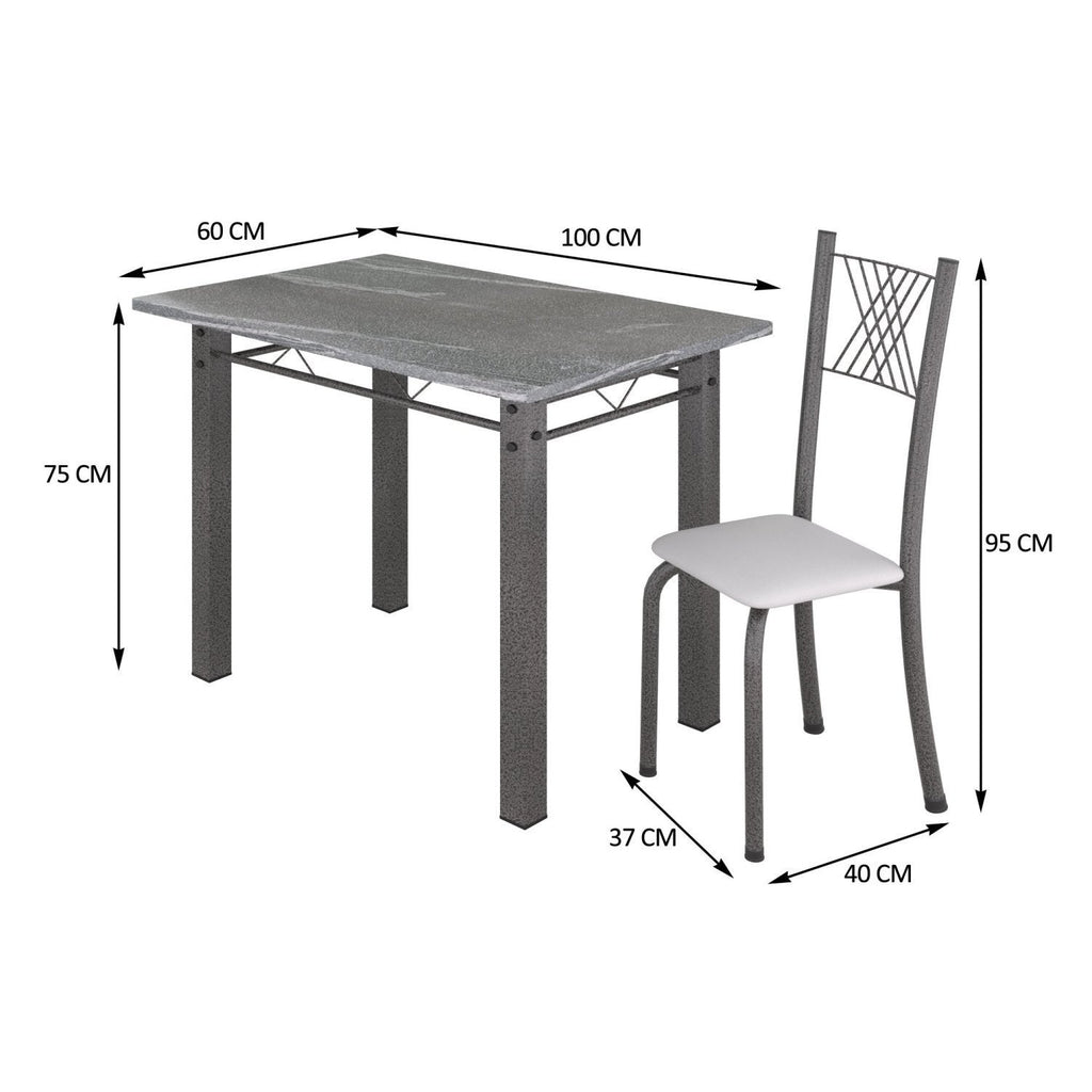 Conjunto Sala de Jantar Mesa Tampo de Granito com 4 Cadeiras Topázio Sara Yescasa