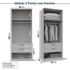 Guarda-Roupa Modulado de Canto 10 Peças 18 Portas Jade CabeCasa MadeiraMadeira