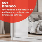 Guarda-Roupa Casal 2 Portas de Correr 4 Gavetas London Demóbile 100% MDF Branco/Amêndola