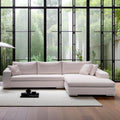 Sofá 5 Lugares com Chaise Revestimento Sarja Branca Chaise Lado Direito 3,20m X 1,70m ENZ006 Sofá Direto Da Fábrica