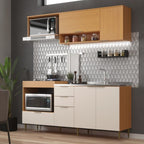 Cozinha Completa Modulada Alice Yescasa 6 Portas 2 Gavetas Laranja/Angelin Premium/Off White